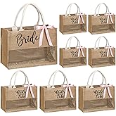Locmeo 8 Pcs Bachelorette Beach Bag Bridal Party Tote Bag Bride Tribe Gifts with PVC Window for Bridesmaids Engagement Party