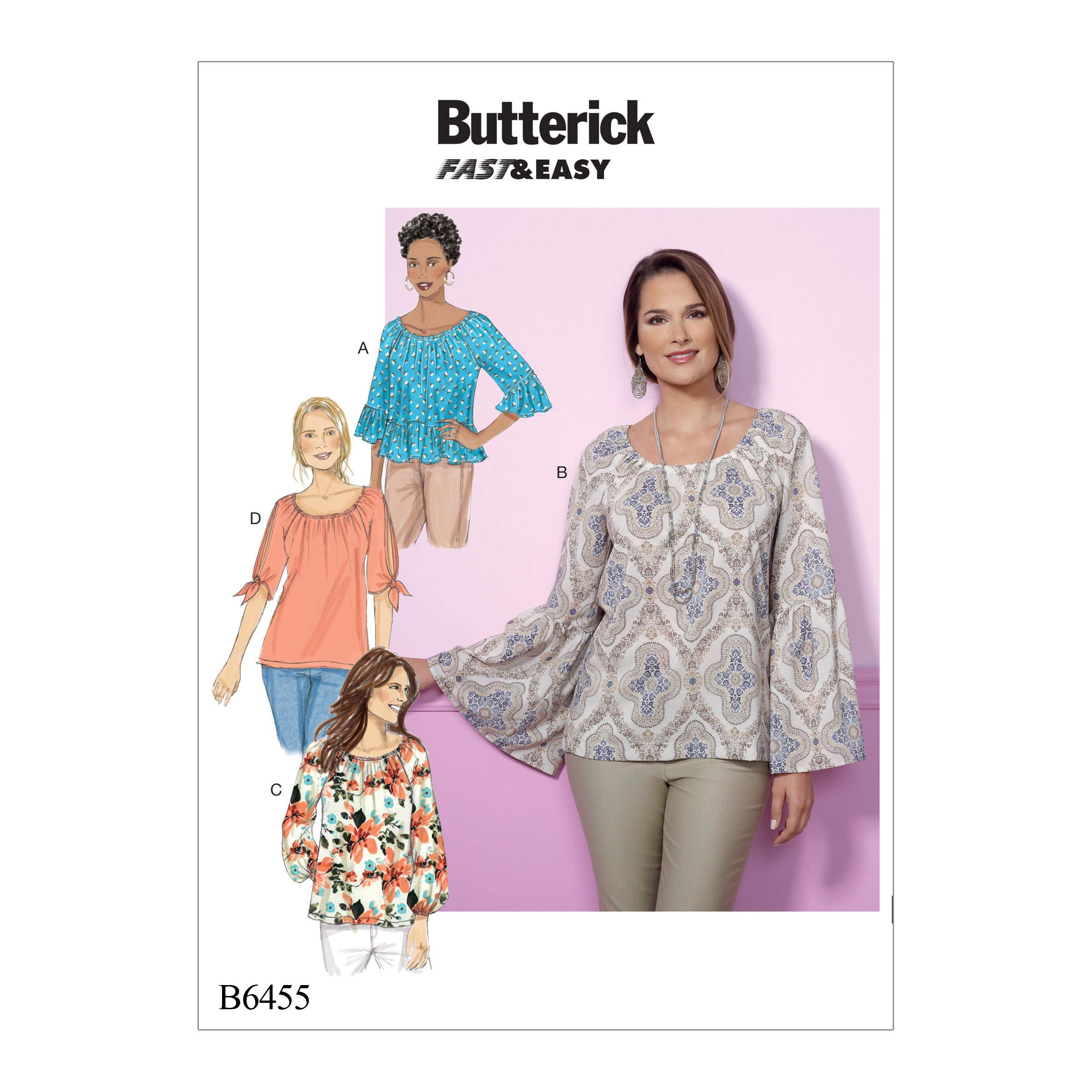 Butterick Patterns 6455 ZZ,Misses Top,Sizes LRG-XXL, Tissue, Multicoloured, 17 x 0.5 x 22 cm