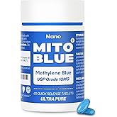Methylene Blue Pharmaceutical Grade Capsules - USP Grade, 60 High Purity Tablets for Humans | Mitochondrial & Cognitive Support Supplement | 10mg Pills - Easy Dose Alternative to Drops - Lab Tested