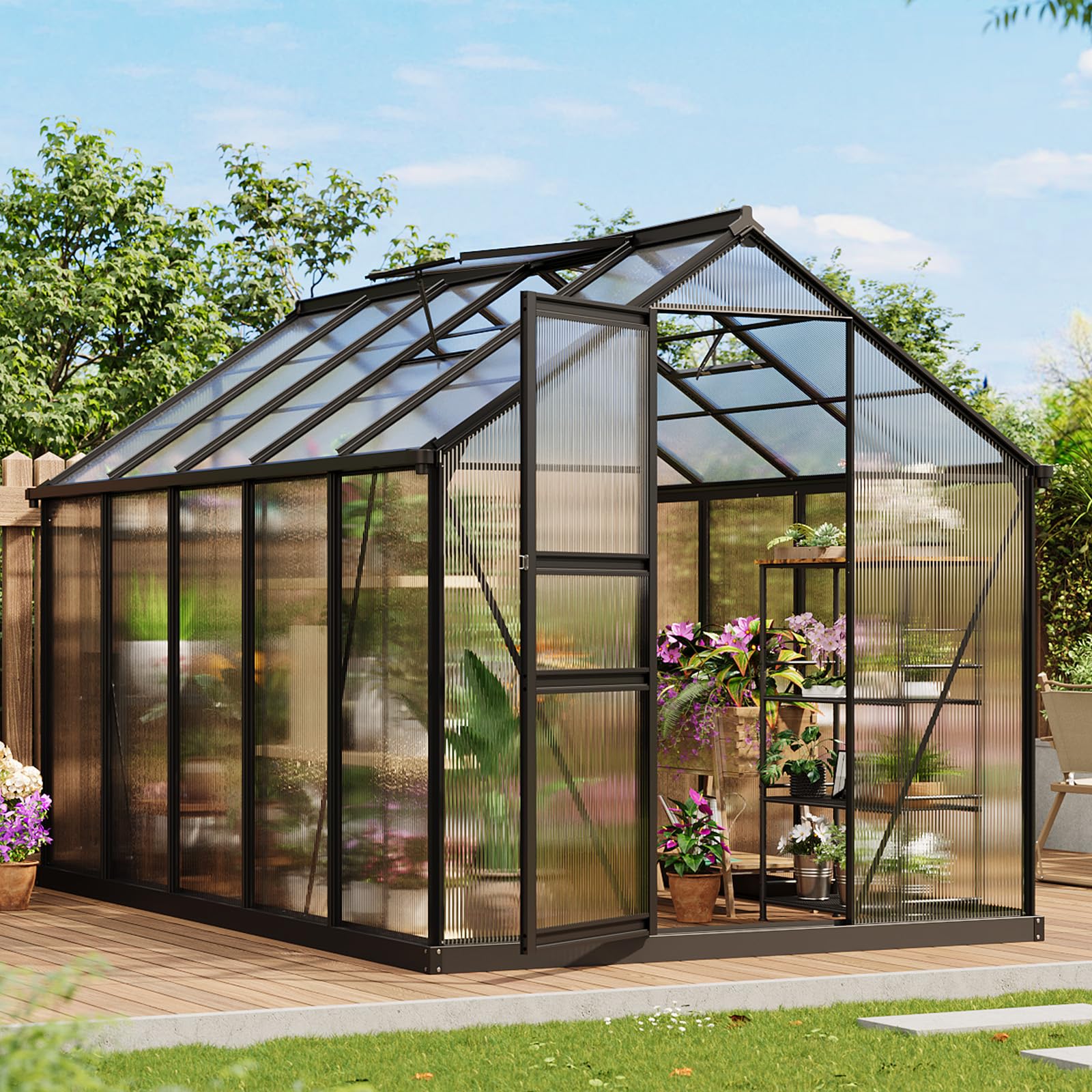 Photo 1 of *PARTIAL SET - Check clerk notes*
Garvee 6x10 ft Greenhouse, Easy Assembly Polycarbonate Greenhouses for Outdoor with Adjustable Roof Vent, Large Aluminum Walk-in Greenhouse with Lockable Hinged Door for Patio, Backyard, Garden, Black