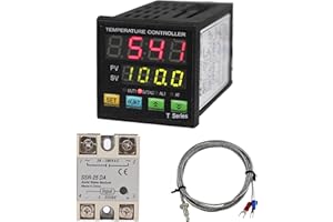 PID Temperature Controller Industrial Automation Control Meter Indicator, Jaybva High Voltage 100V to 240V PID Thermostat with K Thermocouple 25A SSR Fahrenheit and C Display Alarm Output TC RTD Input