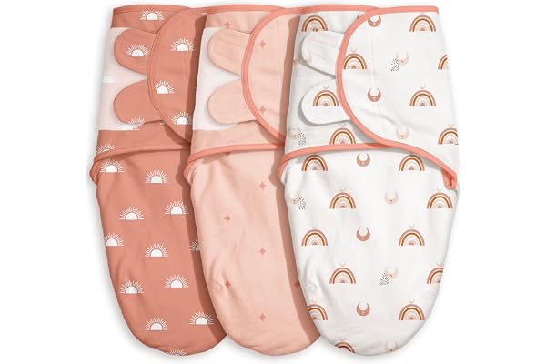 GLLQUEN BABY Swaddles for Newborns 0-3 Months, Adjustable & Easy Fastener | 3-Pk, Organic Cotton Swaddle, Womb-Like Nursery S