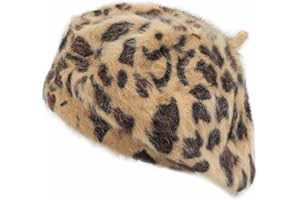 ZLYC Womens Warm French Beret Hat Leopard Print Beret Cap