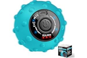 Vulken 4 Speed High Intensity Vibrating Massage Ball with USB Charging for Muscle and Deep Tissue, Plantar Fasciitis Pain Relief, Myofascial Release and Trigger Point Treatment for Back, Blue