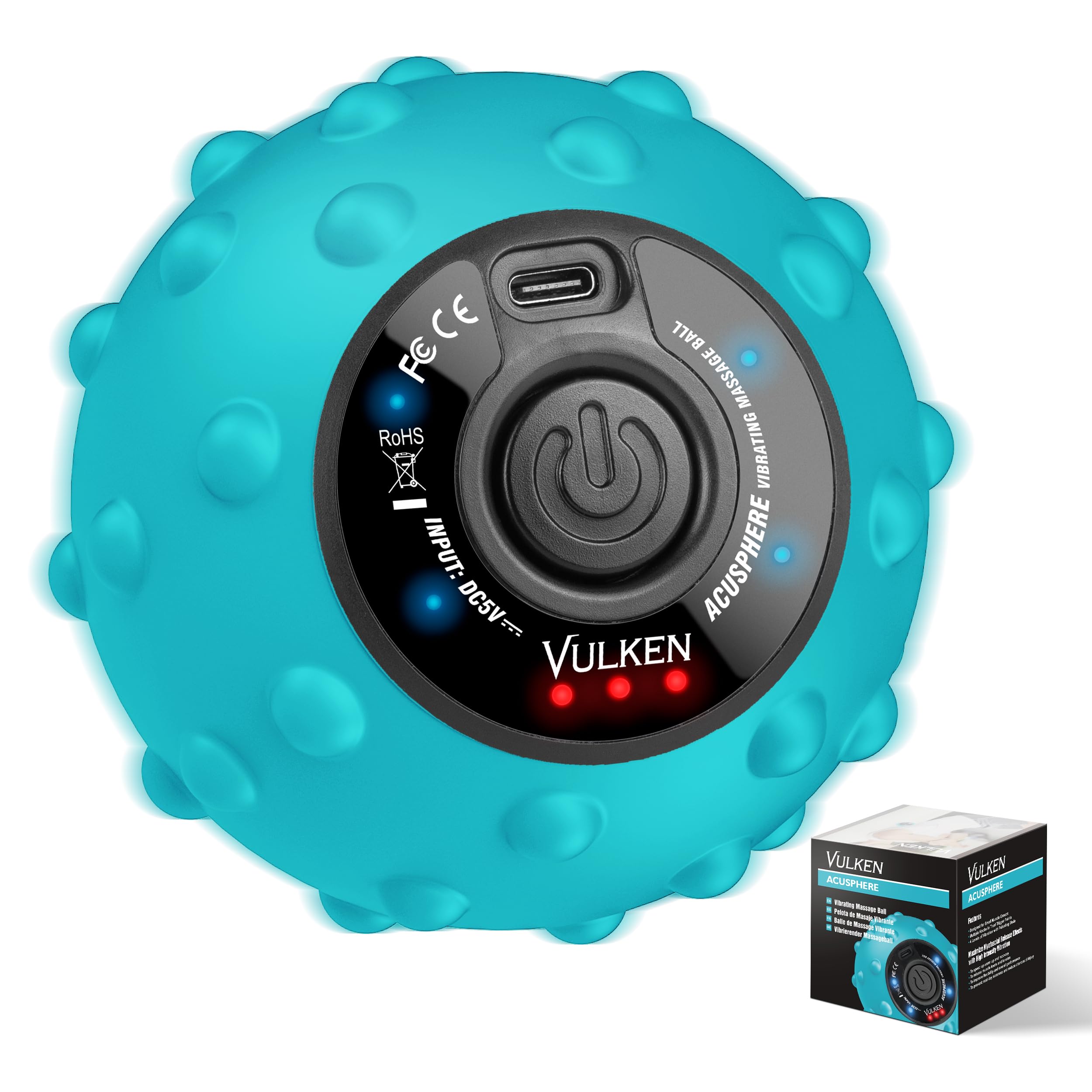 Photo 1 of Vulken 4 Speed High Intensity Vibrating Massage Ball with USB Charging for Muscle and Deep Tissue, Plantar Fasciitis Pain Relief, Myofascial Release and Trigger Point Treatment for Back, Blue
