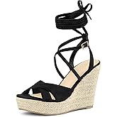 Allegra K Women's Lace Up Espadrilles Wedges Heel Platform Heels Sandals