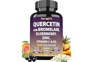 StrongVit Quercetin with Bromelain, Elderberry, Vitamin C, D3 and Zinc. Super Immune Support Supplement. Organic Complex for Men & Women, Non-GMO, Gluten-Free, Vegan, USA