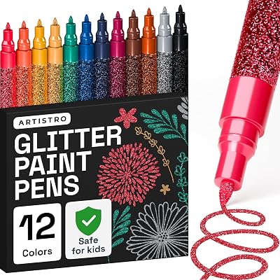 ARTISTRO Glitter Paint Pens 12 Extra-Fine 0.7mm for Rock Glass Wood