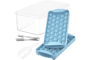ICEXXP Round Ice Cube Trays with Lid and Bin - 2 Pack Ice Ball Maker for Freezer - Sphere Ice Tray Makes 72PCS Ice Balls with Ice Box - Circle Ice Cube Trays with Storage Ice Bucket, Ice Tong & Scoop