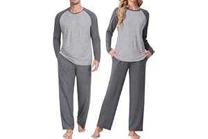 PrinStory Men's Pajama Sets Loungewear Sleepwear Pjs Lightweight Long Sleeve Shirts and Bottoms Soft Comfy Sleep Sets S-4XL