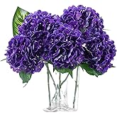 Coferset 5pcs Hydrangea Artificial Flowers Real Touch 20 inch Lifelike Hydrangea Flower for Home Wedding Office Party Living Room Decoration (Purple)