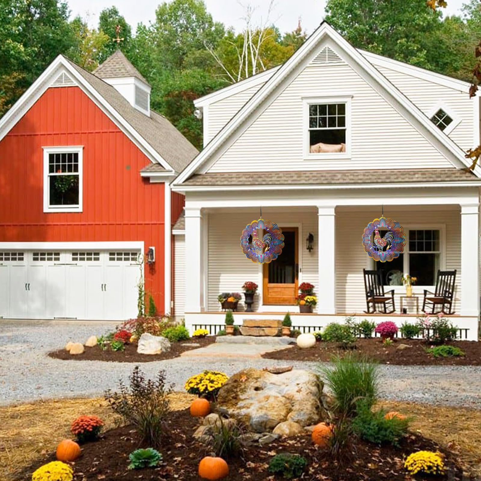 Rooster Metal Wind Spinners - Chicken Gifts for Women Mom Men Dad Grandpa,Hanging Wind Spinner for Outdoor & Indoor Decorations, 12 inch for Ornament Gifts