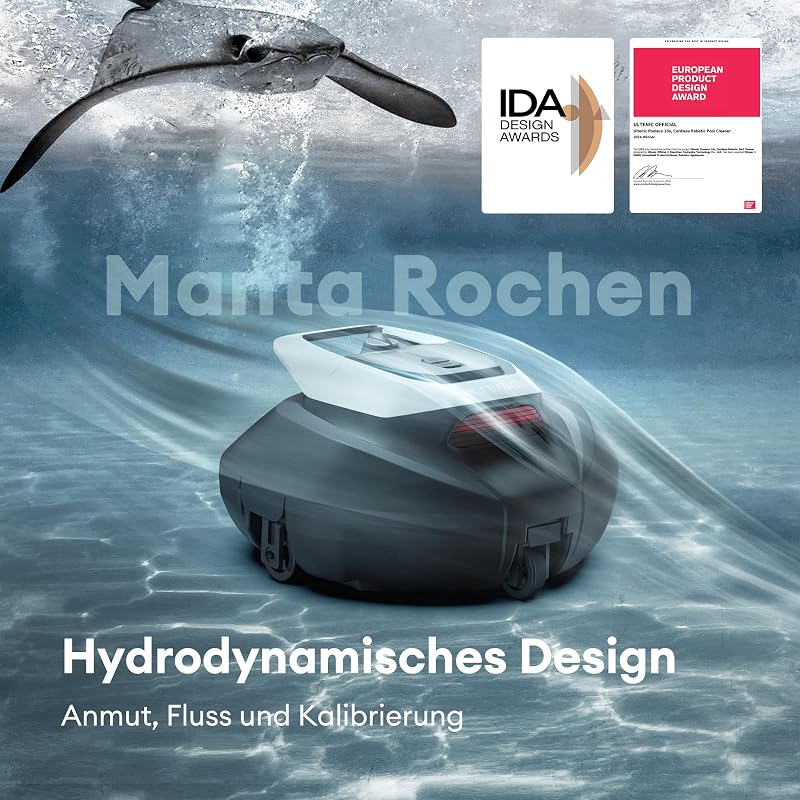 Pooleco 10 Poolroboter, kabellos, Laufzeit 90 Minuten, Kapazität 2,5 l, Doppelmotor, geeignet für oberirdische und eingegrabene Pools bis zu 80 m²