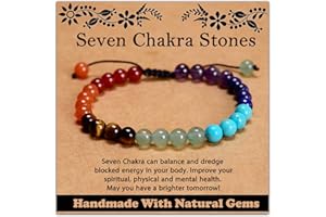 CHCCOYE 468Handmade Adjustable Natural Gemstone Crystal Bracelet Healing Power Energy Inspirational Gifts with Card for Unisex