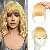 Bangs Hair Clip Fake Bangs 100% Real Human Hair clip on Wispy Bangs for Women with Temples Hairpieces Curved Bangs for Daily Wear (613)