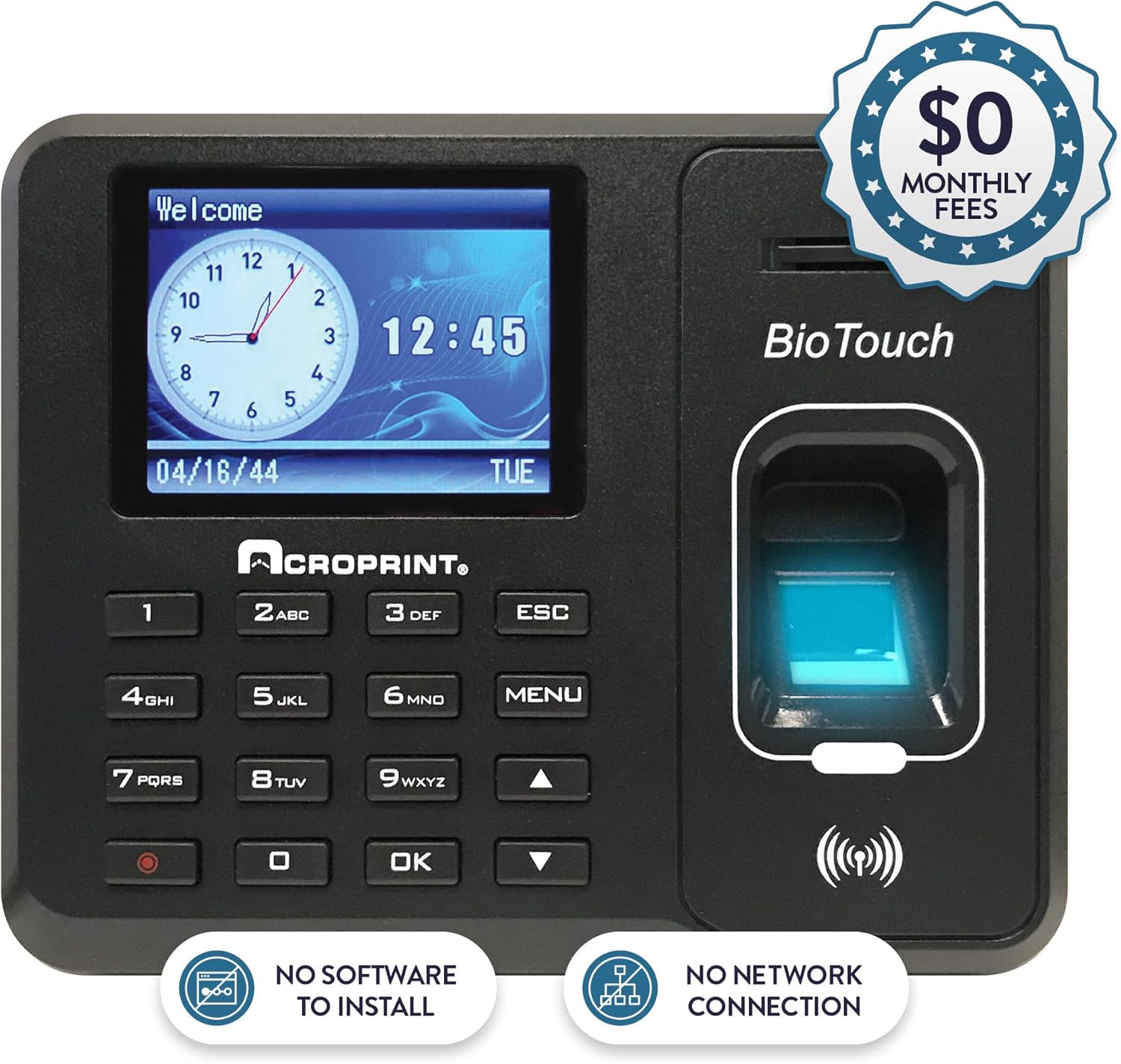 Acroprint Time Recorder Co. BioTouch SelfContained Automatic Biometric Fingerprint/Proximity