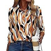 ZEAGOO Button Down Shirt for Women Long Sleeve Blouses Floral Printed Tops Business Casual Work Outfits S-XXL