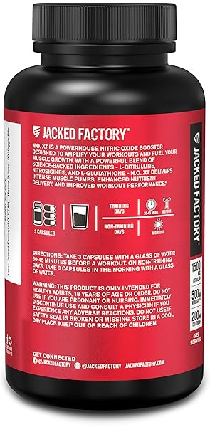 JACKED FACTORY N.O. XT NITRIC OXIDE SUPPLEMENTS FOR MEN W/NITROSIGINE L ARGININE L CITRULLINE SUPPLEMENT FOR MUSCLE PUMPS & VASCULARITY – PRE WORKOUT NITRIC OXIDE BOOSTER & MUSCLE BUILDER – 90 CAPS