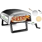 Nutrichef Outdoor Pizza Oven with 360° Rotating Pizza Stone | Adjustable Heat Control | Includes Pizza Peel, Pizza Cutter, St