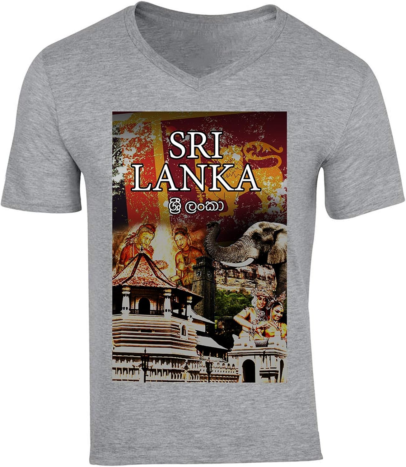 teesquare1st Men's Sri Lanka Grey VNeck TShirt Amazon.de Bekleidung