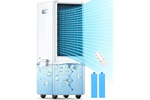 COOLECH Portable Air Conditioners, 3-IN-1 Evaporative Air Cooler w/ 4 Modes & 3 Speeds, 12H Timer for Auto Off, Waterless Alert System & 2.4-Gal Tank for 13H Cooling, Smart Remote, Air Cooler for Room