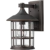 Hinkley Freeport 1804OZ Small Outdoor Wall Mount Lantern, New England Design, Cast Aluminum, Clear Seedy Glass, Oil Rubbed Br