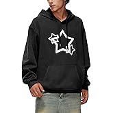 Iwing Womens Mens Oversized Graphic Hoodies Star Y2k Sweatshirts Acid Wash Hoodie Heavyweight Fleece Sweatshirt Unisex