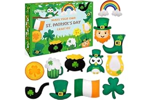 CiyvoLyeen St. Patrick's Day Craft Kids Sewing Kit Fun Saint Paddy's Day Felt DIY Craft Sewing for Girls and Boys Beginners Includes 12 Projects Clover Shamrock Ornaments Irish Education Gift Ideas