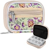 Pill Case Weekly Travel Pill Organizer for Purse with Removable 7 Day Pill Box Premium Neoprene Pill Container for Travel Purse Accessory, Vitamin, Supplement, Small Pieces Arrangement-Flower