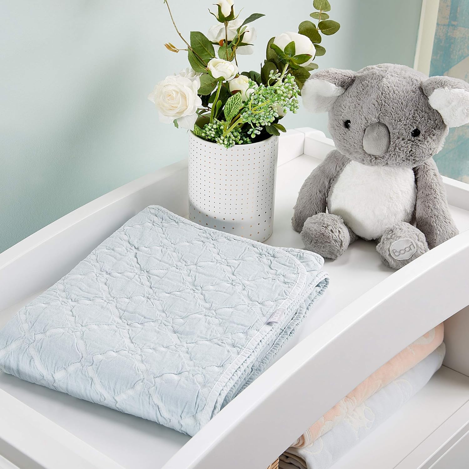 Boori Curved 2 Drawer Chest Changer, Wood, Barley White BigaMart