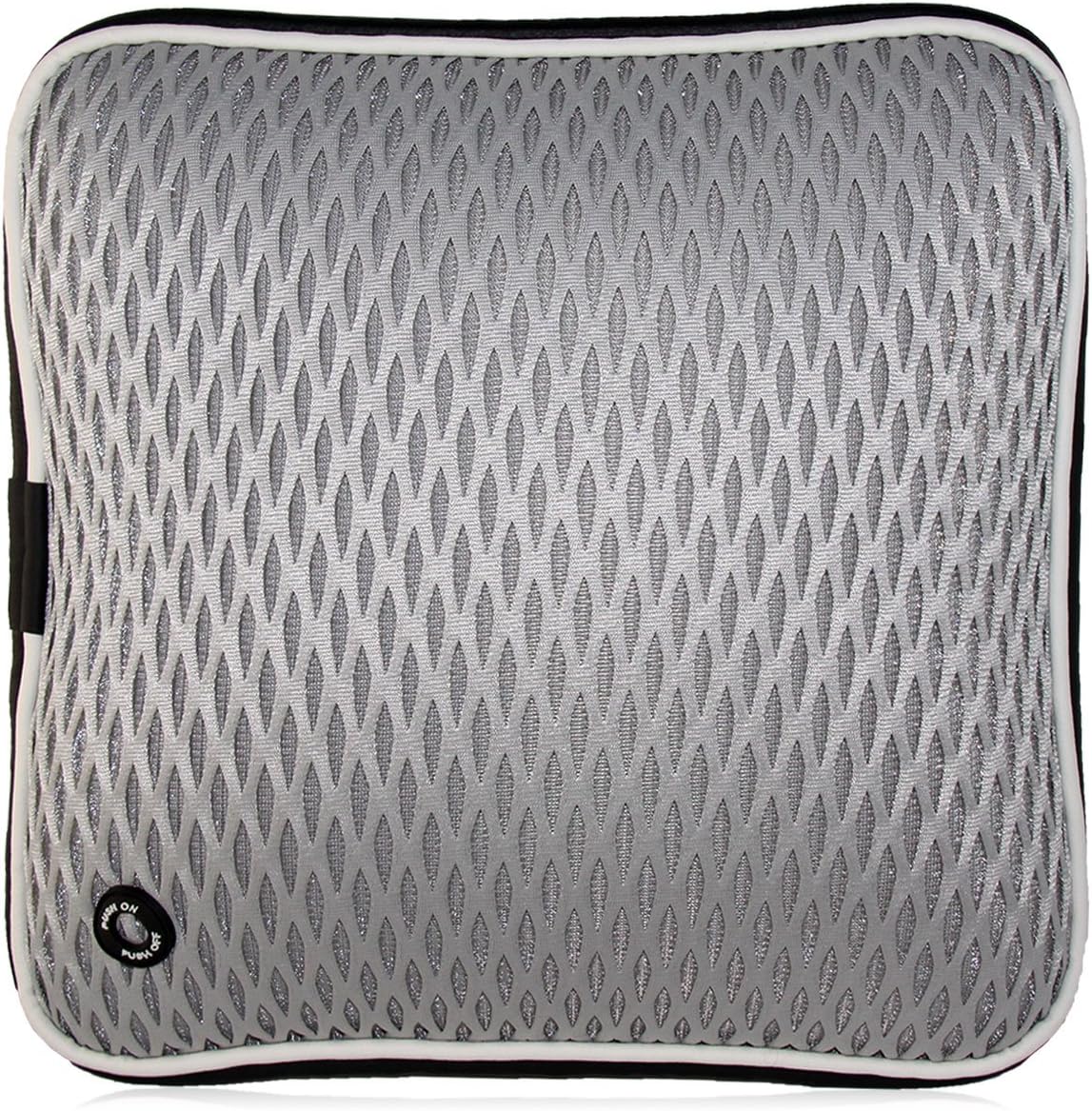 USB Electric Vibration Waist Lumbar Massager Cushion Pad for Home, Office & Car Gray-Grid