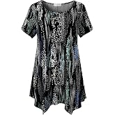 LARACE Short Sleeve Shirts for Womens Plus Size Tops Casual Summer Tunic | soft plus size tunic tops for women, loose fit, casual, asymmetrical hem, flattering, hides belly, great with leggings