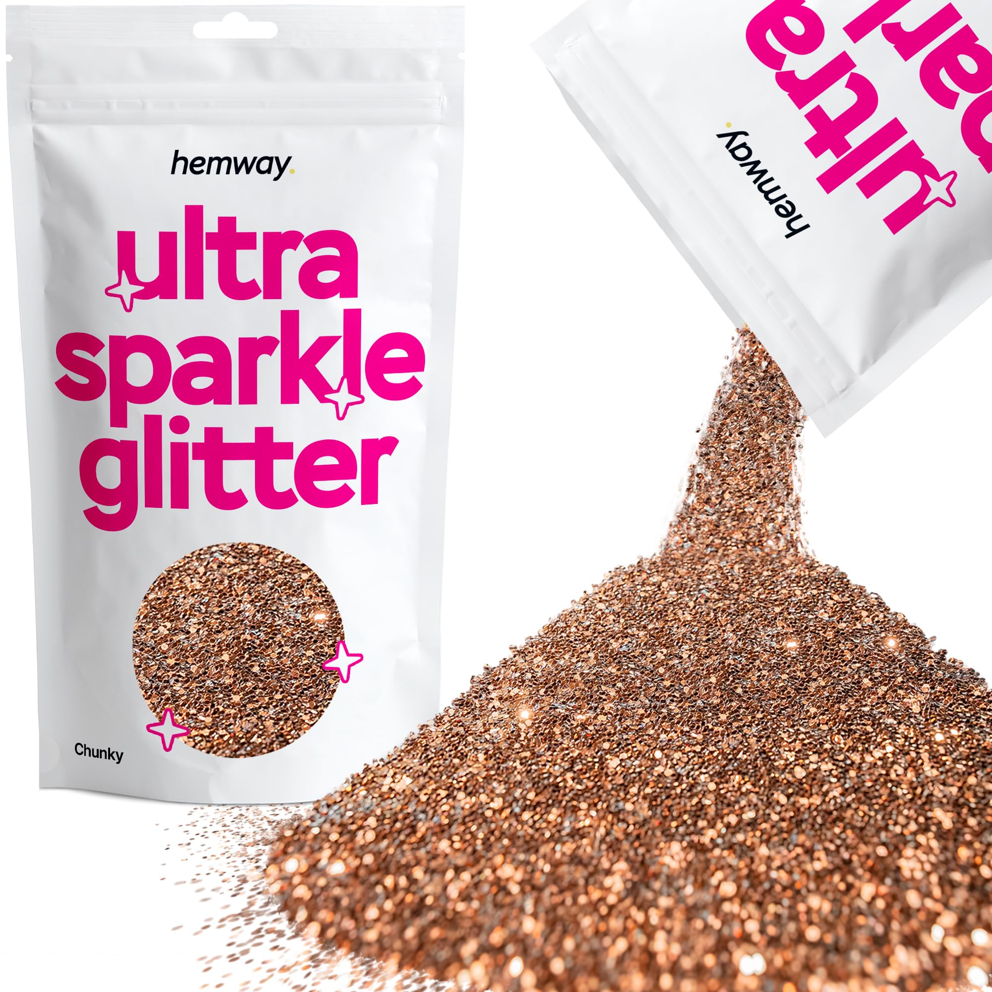 Hemway Ultra Sparkle Glitter Bronze Brown 100g Chunky | Glitter for Arts & Craft, Makeup, Nail Art, Crafting, Card Making, Sparkle Decoration — image 1