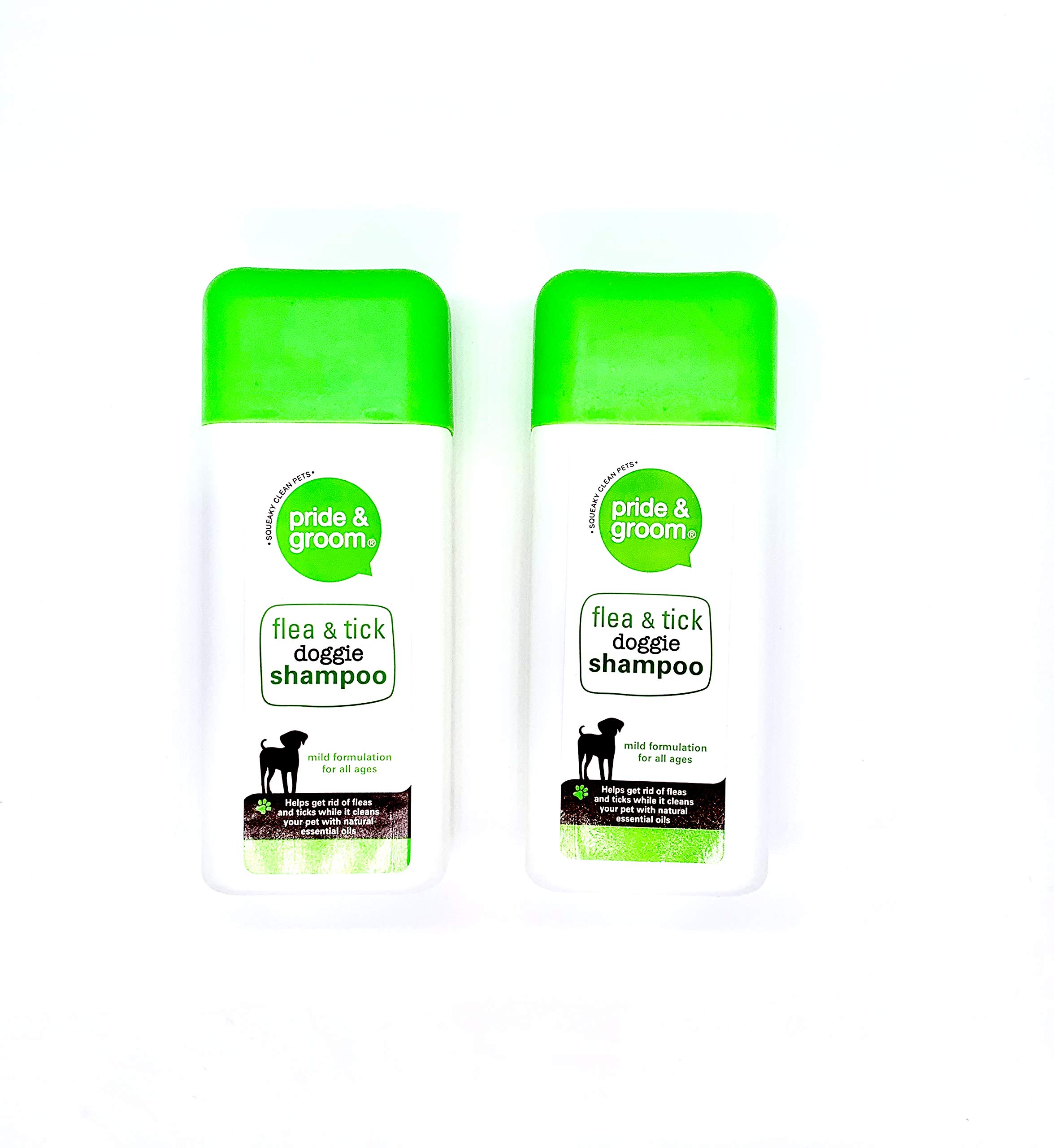 Pride & Groom Bundle - Flea & Tick Doggie Shampoo 300ml x 2. A Mild Formulation For All Ages. Helps Get Rid Of Fleas & Ticks While It Cleans Your Pet With Natural Essential Oils.