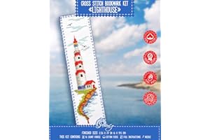 Povitrulya Counted Cross Stitch Kit - DIY Kits for Adults or Kids - Funny Embroidery Bookmark - Easy to Use - Craft Collection - Lighthouse