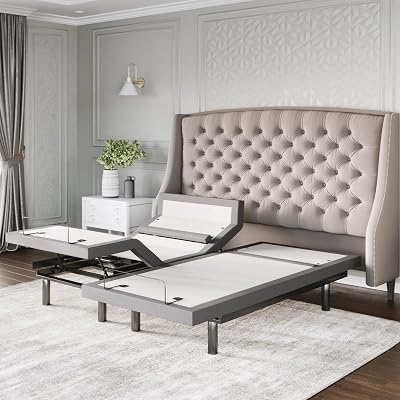 Sven & Son Platinum Adjustable Bed Base Frame Only, Head and Foot Lift, Lumbar Support, Head-Pillow-Tilt, Massage, Under-Bed Lights, USB - Split California King