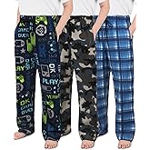 IHU 3 Pack Boys Pajama Pants Kids Micro Fleece Pj Bottoms Sleepwear Plaid Lounge Pant with Drawstring Pockets Boy Clothes