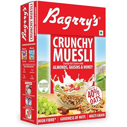 Bagrry's Crunchy Muesli, Almond, Raisins and Honey, 500g