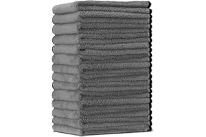 Tallew 18 Pcs Microfiber Towels 16 Inch x 16 Inch Microfiber Cloth Car Drying Towels for Cars Washing Polishing Office Windows Cleaning Household Supplies (Gray)