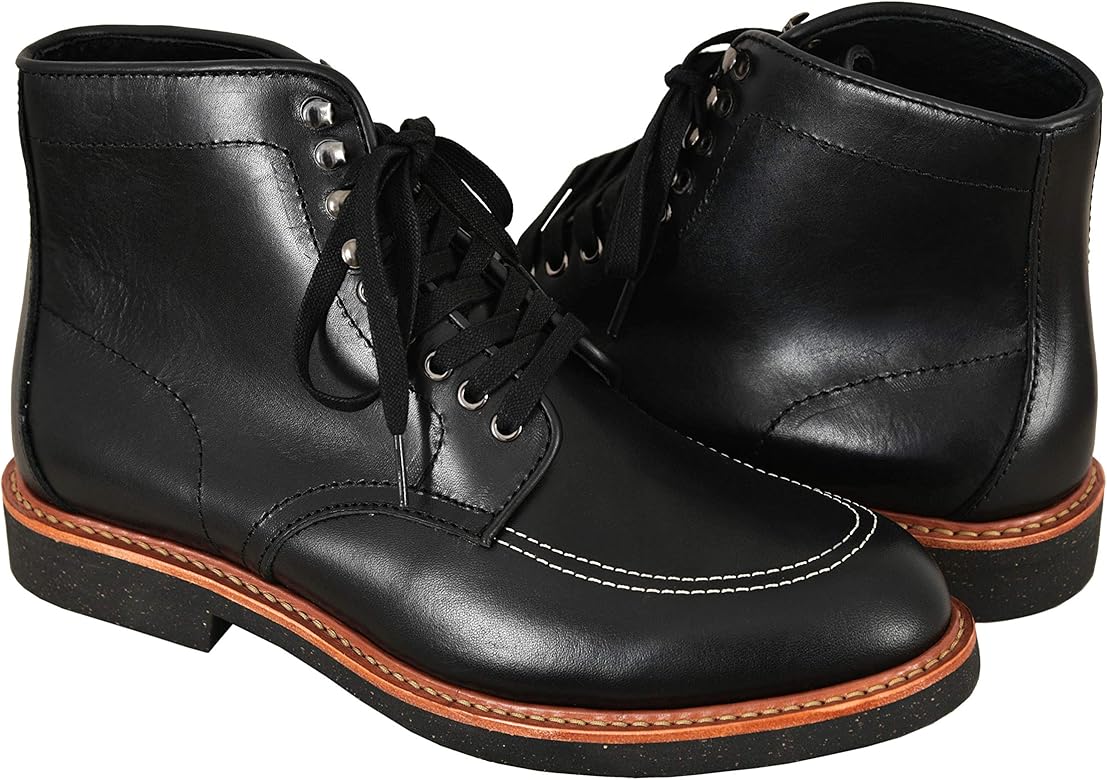 black leather high ankle boots