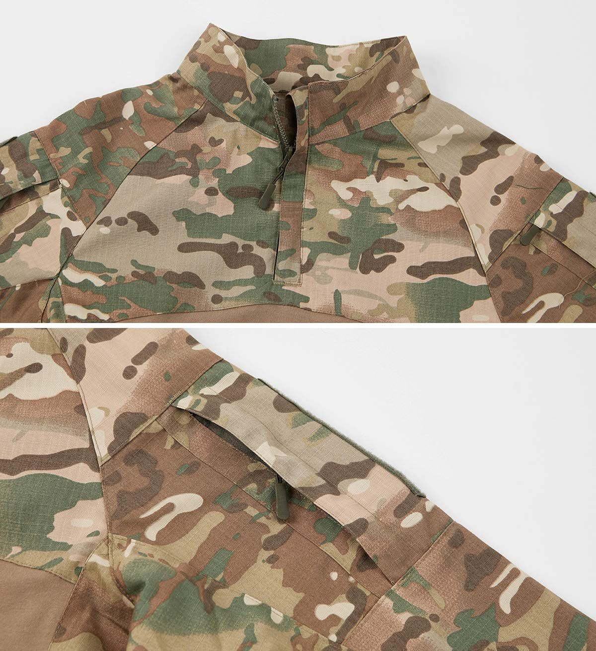 NAVEKULL Men's Tactical Combat Shirt Camo Long Sleeve Military Army Assault Pullover Airsoft T-Shirt: Sports & Outdoors
