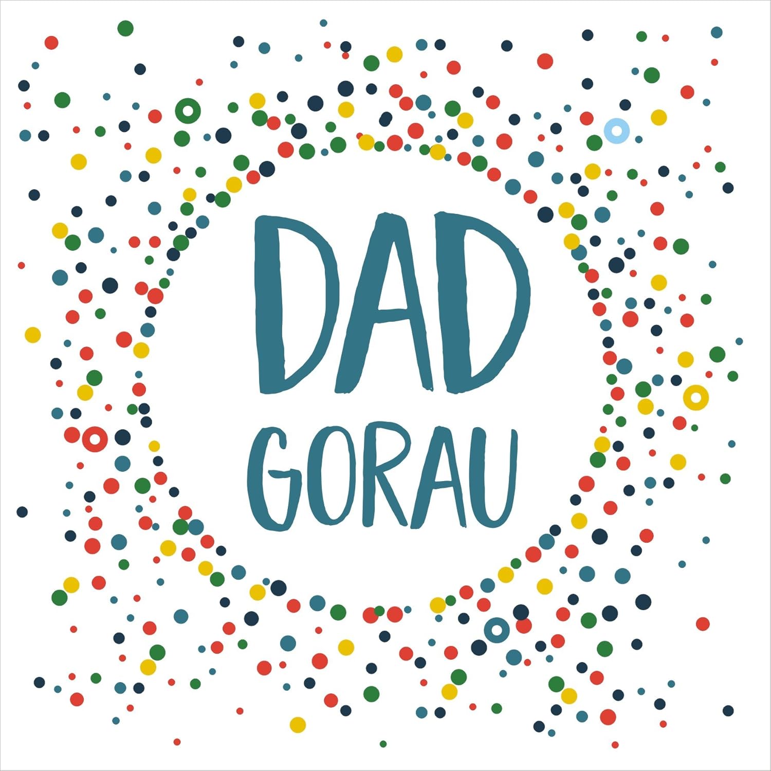 Claire Giles Greeting Cards, Welsh Happy Father's Day Card, Sul y Tadau Hapus, Dad Colour Dots Design Greeting Card, Pompom Embellished - Image 4