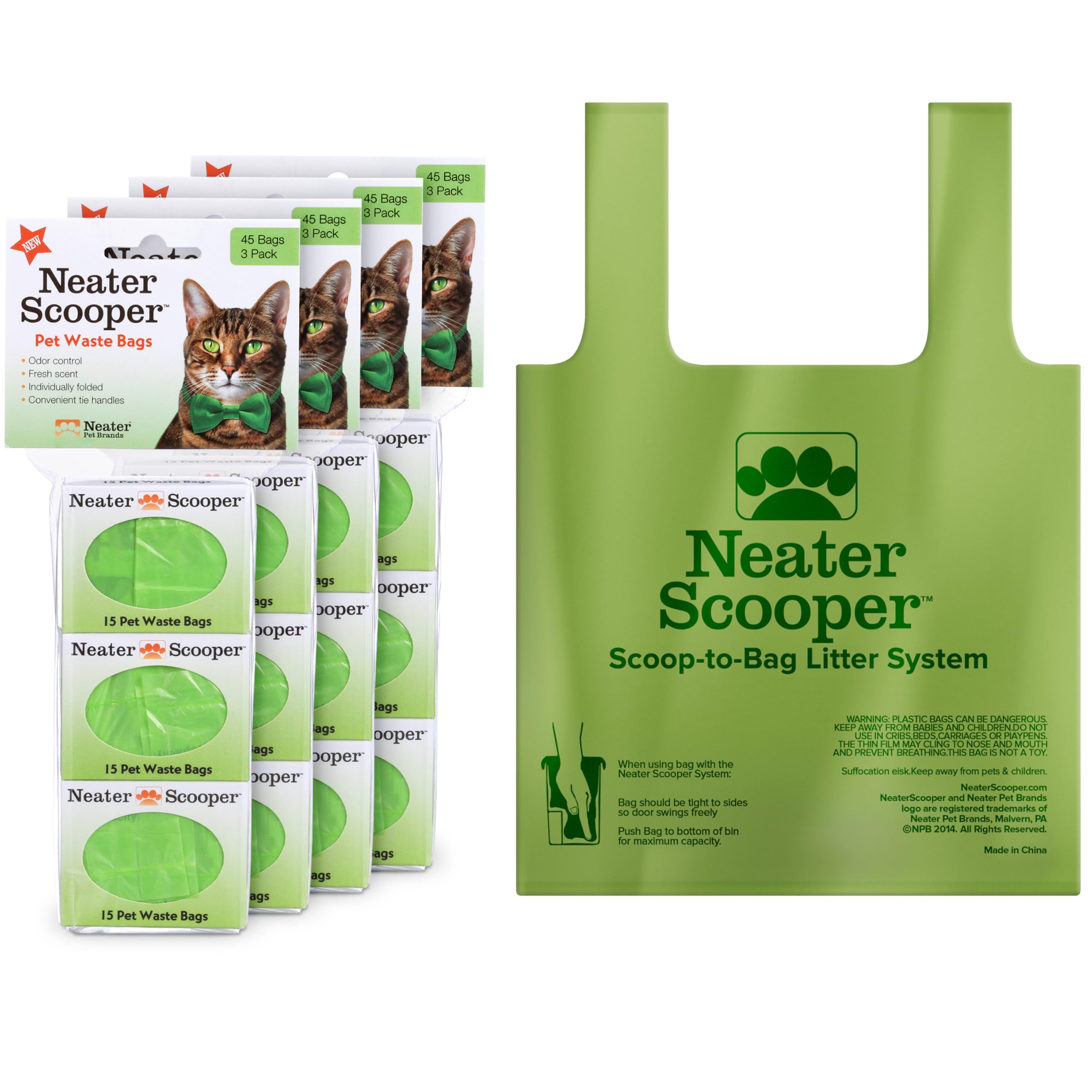 Neater Pet Brands Scooper Refill Bags New 180 Count Bulk Pack Cat Litter Waste Bag