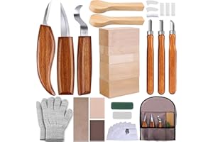 28-in-1Wood Carving Kit with Basswood Carving Blocks, Wood Carving Tools Includes 3 Wood Carving Knives, 3 Detail Wood Carvin