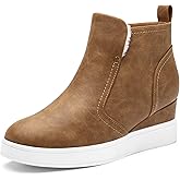 DREAM PAIRS Women’s Slip on High Top Wedge Sneakers Hidden Heel Platform Wedgie Ankle Booties