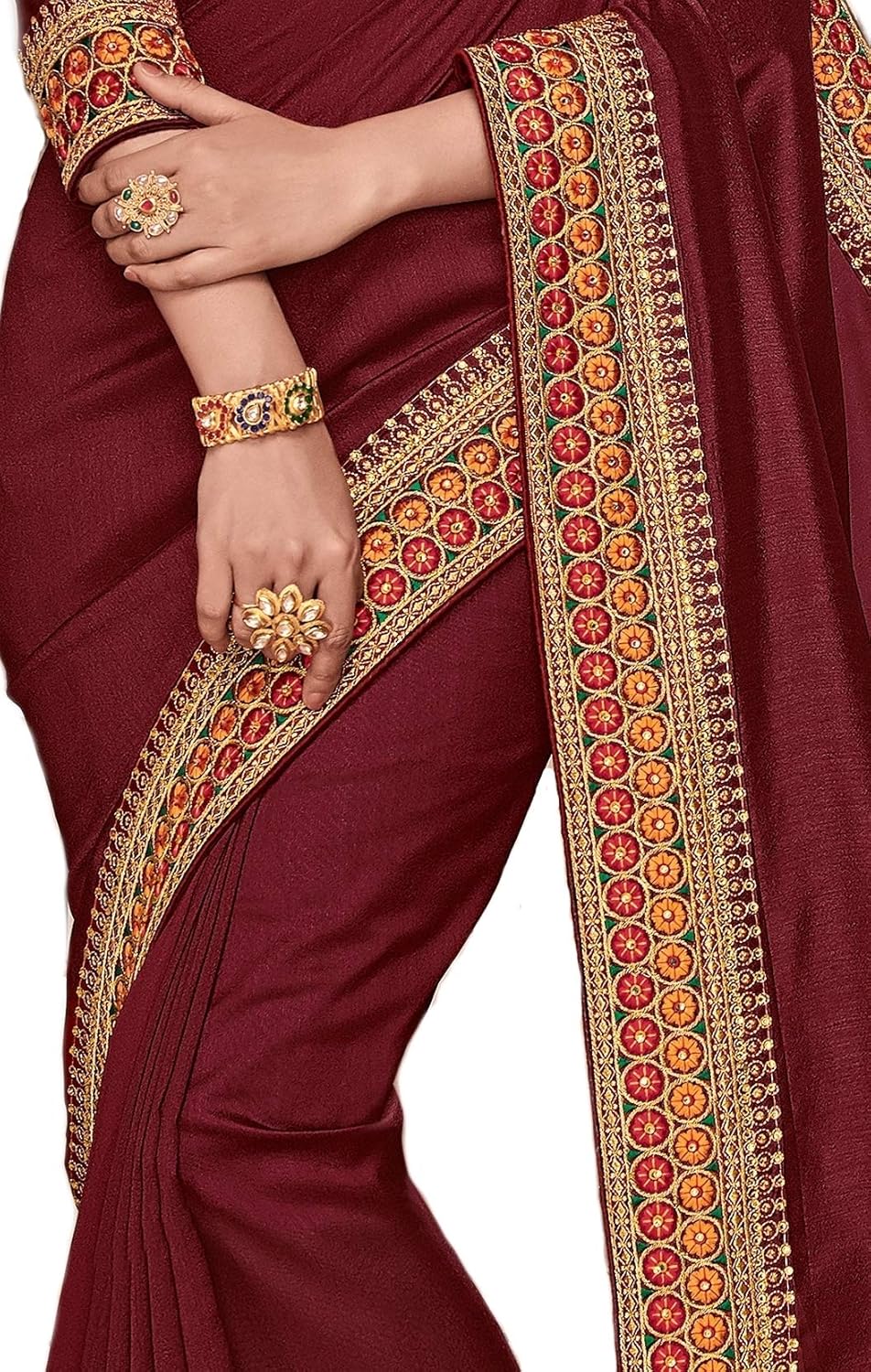 limonz silk saree with blouse piece (pari-li-1102_bright maroon_free size)