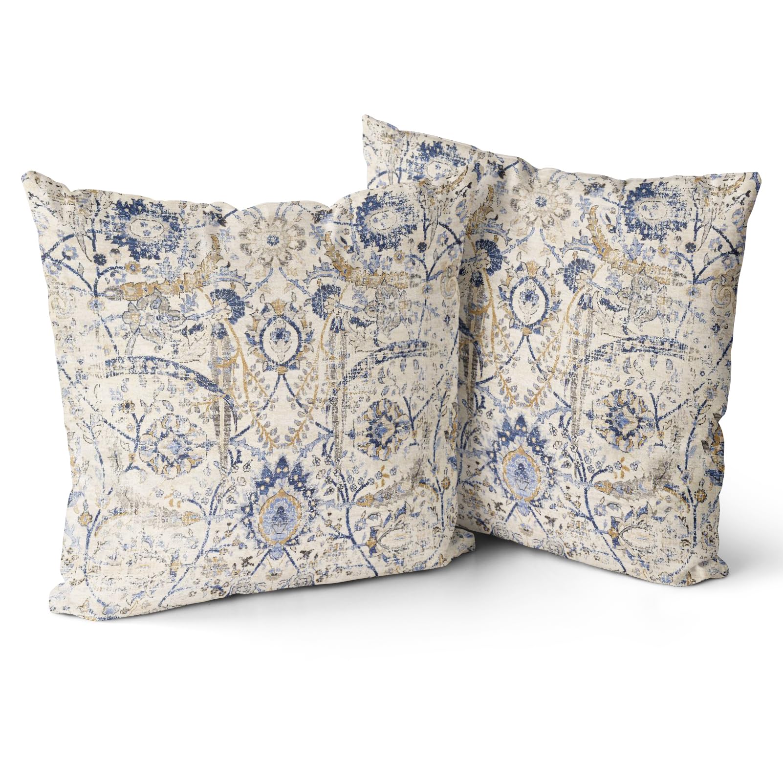 Snylcce Boho Floral Throw Pillow Cover 45x45 cm Set of 2 Bohemian Vintage Flowers Cushion Covers Velvet Double Sided Printing Decorative Pillowcases for Living Room Bedroom Sofa Home Decor (ivory) — image 1