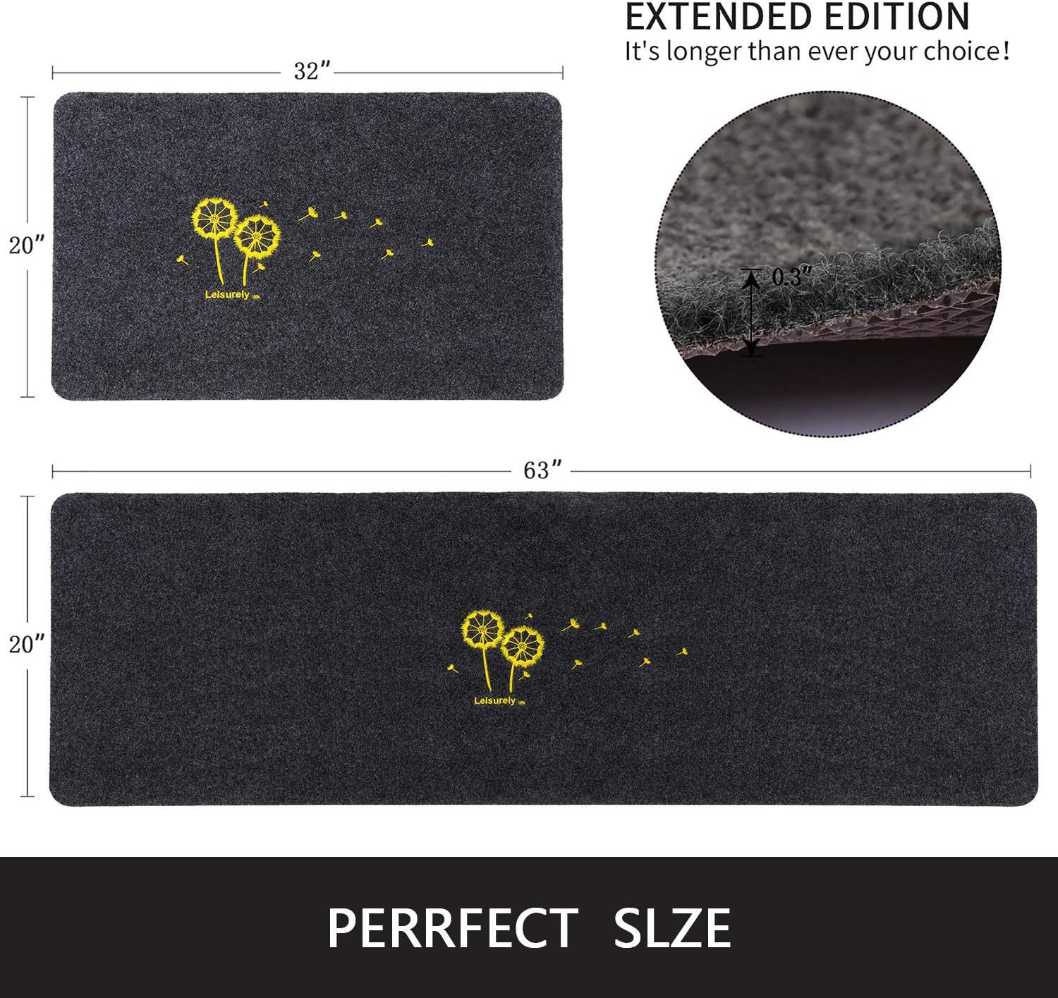 Aocii Kitchen Rugs and Mats 2 Piece Set, 20X32''+20x63'' Rugs for Floor, Kitchen Runner Easy Washable Area Rugs, Waterproof and Oil Absorbent Comfort Floor Mat, Dirt-Resistant Rugs (Gray Carriage): Kitchen & Dining