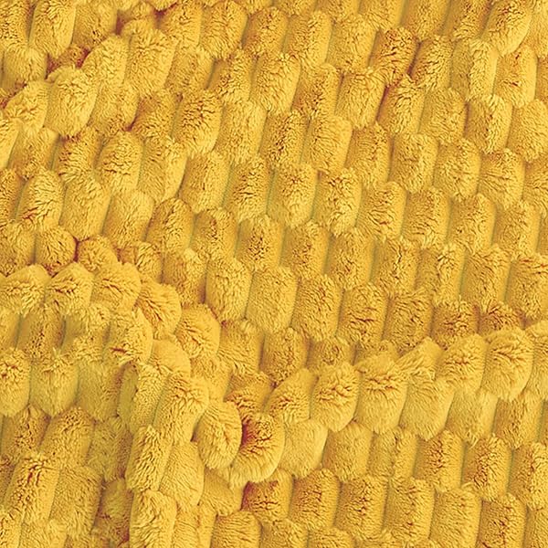 KORBLISS SUPER SOFT FLEECE TWIN BLANKET 50X70 INCHES FOR COUCH, PREMIUM SILKY WITH 3D IMITATION TURTLE SHELL JACQUARD DECORATIVE BLANKETS, LIGHTWEIGHT AND COZY FOR SOFA.YELLOW