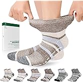 Bulinlulu Bamboo Viscose Diabetic Socks with Grippers for Men Women -6 Pairs Non Binding Ankle Slipper Socks Size 6-9 9-12